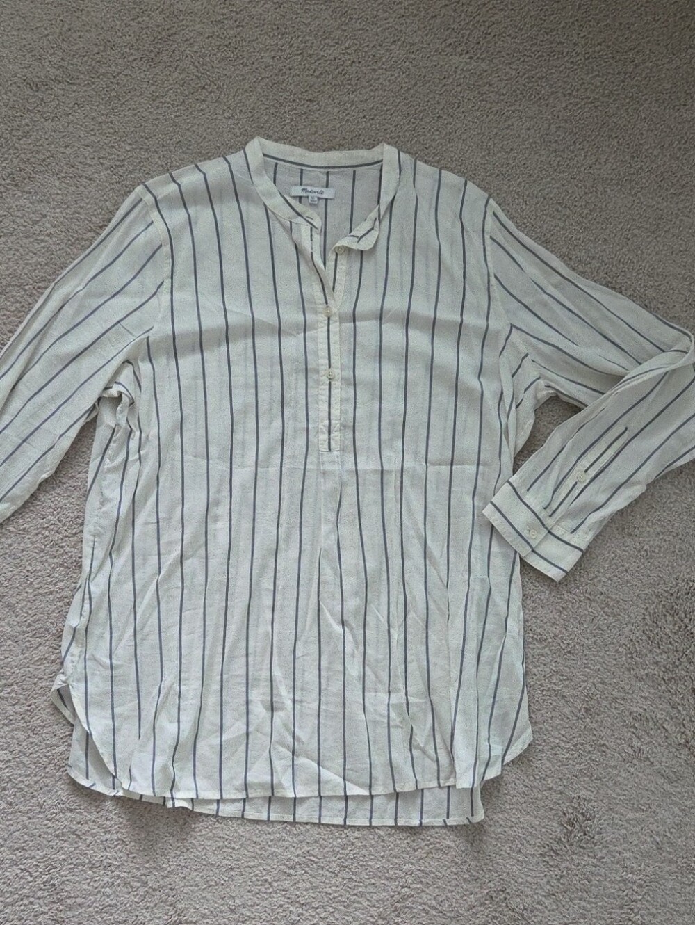 Madewell Cream Tunic with Navy Pinstripes